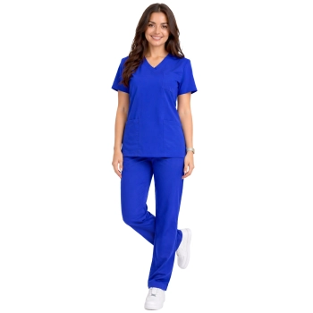 Komplet medyczny damski klasyczny chabrowy casual premium roz. 3XL
